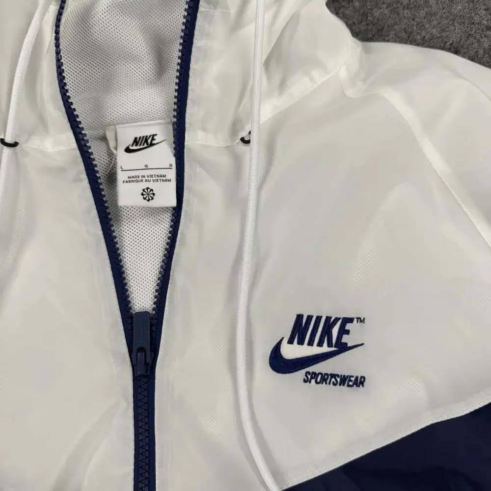 Nike Windrunner Woven Linen Jacket Blue White Size L HJ2040-100